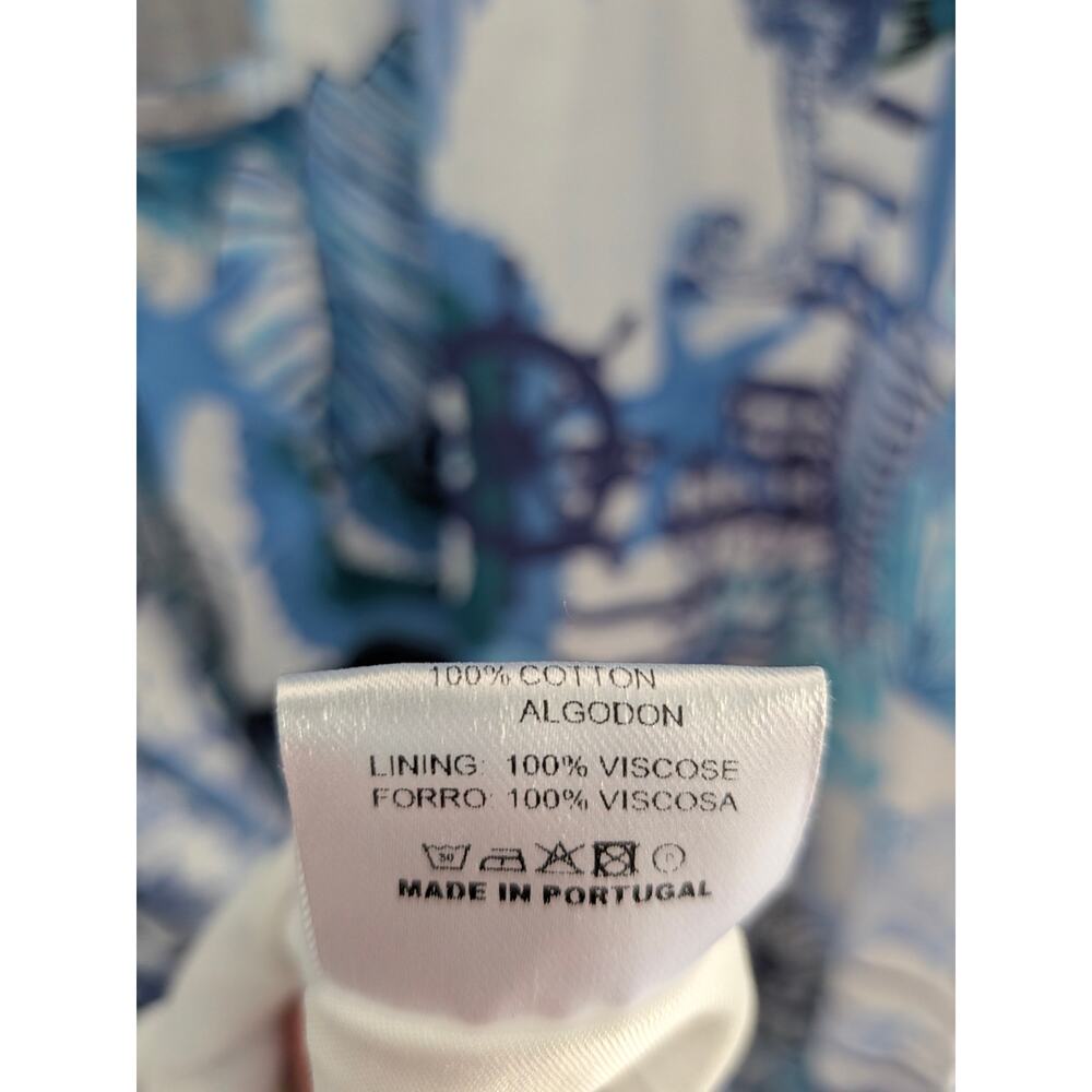 NWT Vilagallo Leila Shells Maxi Dress Blue White Short Sleeve Shift Dress 44 XL - Picture 6 of 7